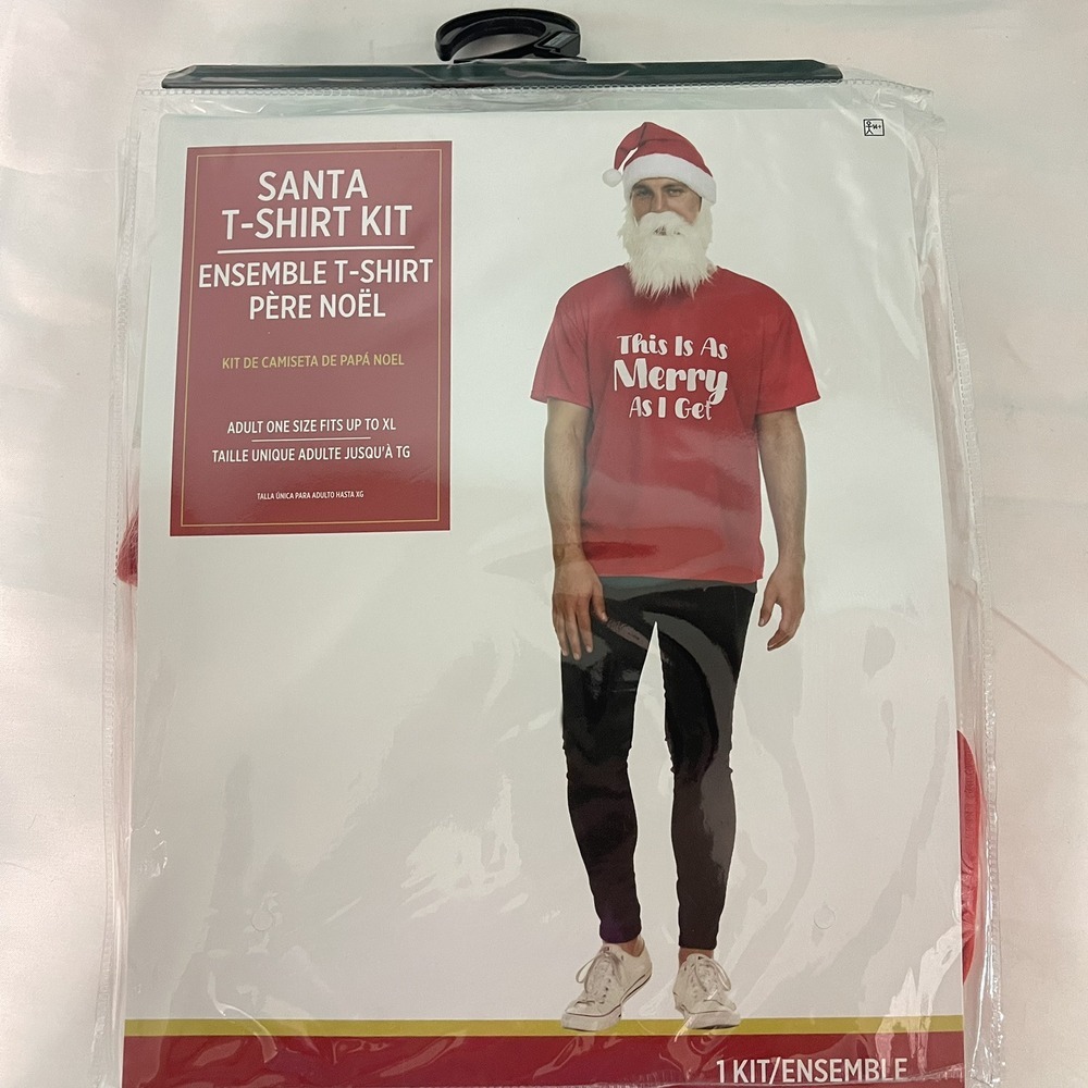 Halloween Costume Santa Shirt & And Hat With Beard NIP